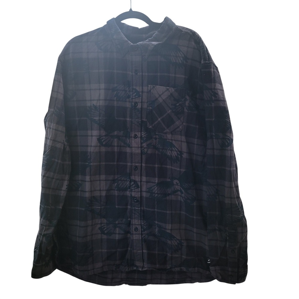 Spyder Plaid Eagle Graphic Shirt Mens XXL Dark Grey Excellent Flannel Button Dow